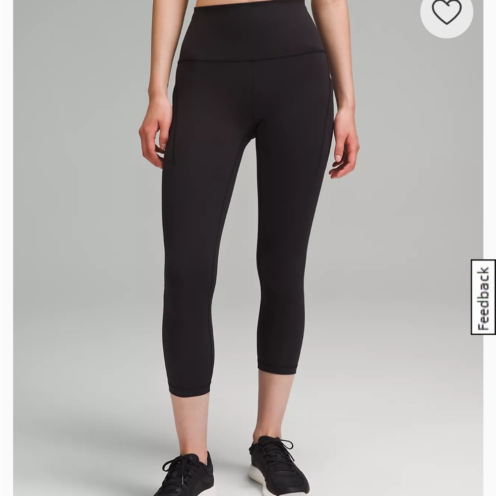 Lululemon athletically Wunder Train HR Crop 23" w/ Pockets BLK 0